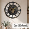 Large 27" gear wall clock featuring a world map design in brown, perfect for space-saving decoration and easy time.