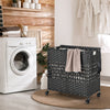 110L 2-Section Laundry Hamper with 2 Removable and Washable Liner Bags-Black - Gallery View 1 of 10
