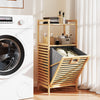 Bamboo Tilt out Laundry Hamper with Foldable and Removable Basket-Natural - Gallery View 1 of 10