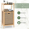 Bamboo tilt-out laundry hamper with removable basket, featuring two shelves and a water-resistant design for easy.