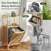 Bamboo tilt-out laundry hamper with removable basket and shelves, perfect for organizing clothes in bathrooms or.