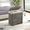 Gray 29-gallon laundry hamper with removable liner bag, hand-woven PP rattan, ideal for bedroom or bathroom use.