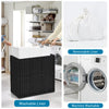 Laundry hamper with wheels and lid in black, featuring a sturdy PE rattan design and removable washable liner for easy.