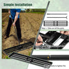 Lawn leveling rake with 46 x 10 inch wide plate, heavy-duty metal frame, and comfortable grip for easy soil leveling.