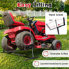 Lawn mower lift jack in black with manual crank, designed for easy lifting and maintenance of ride-on mowers and tractors.