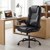 Side view of the ergonomic black leather office chair showcasing the thickened seat cushion and adjustable height for.