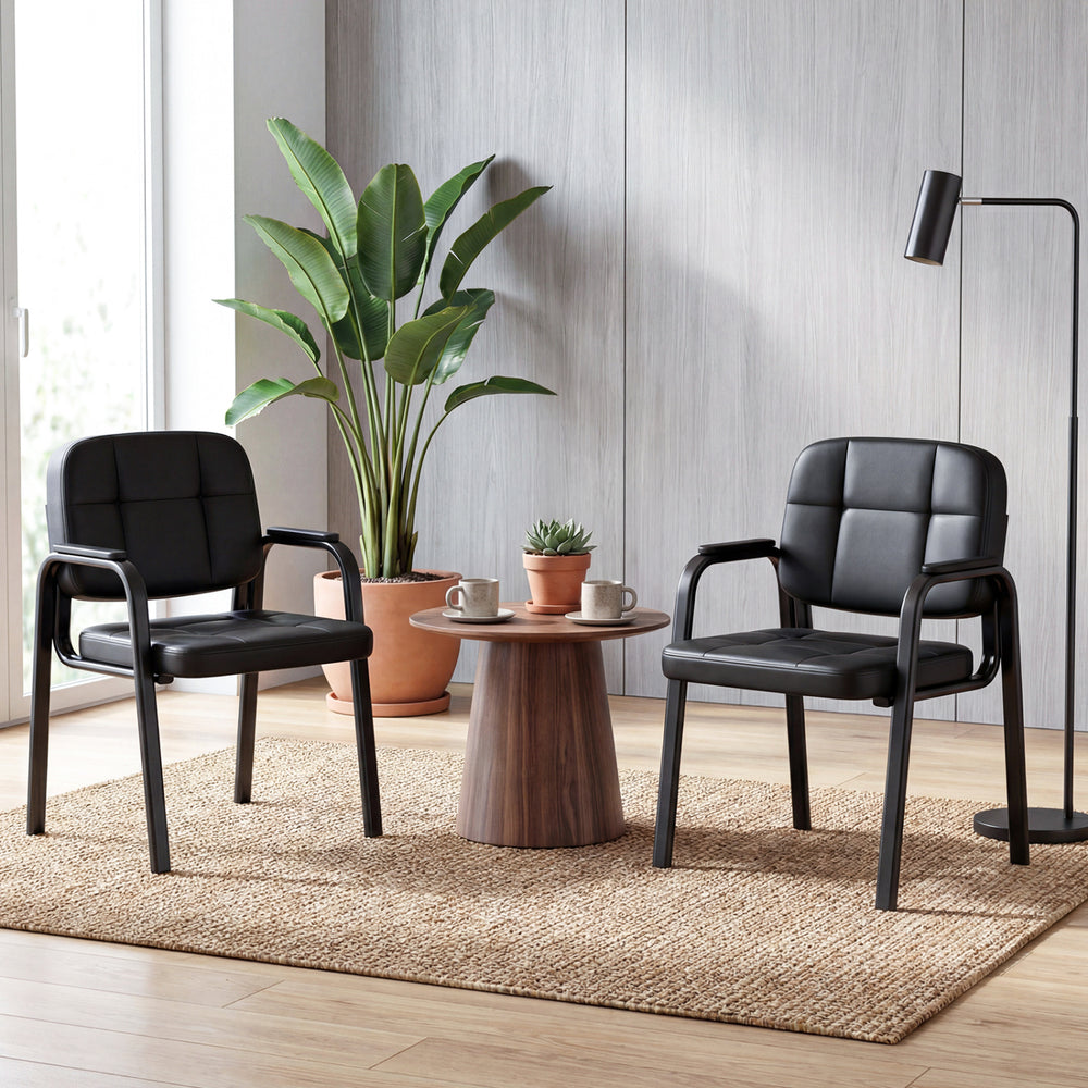 Leather Office Reception Chairs Waiting Room Guest Chairs Set of 2 - Gallery View 1 of 10
