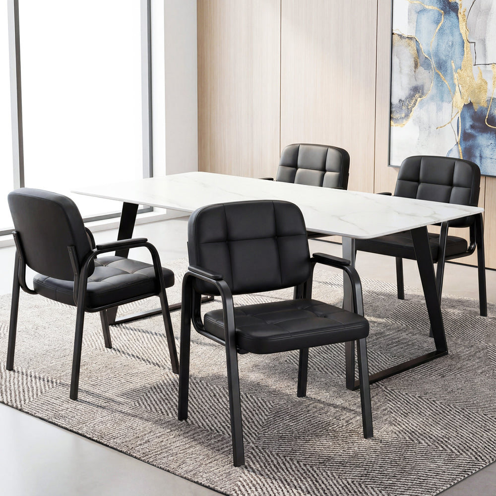 Leather Office Reception Chairs Waiting Room Guest Chairs Set of 4 - Gallery View 1 of 10