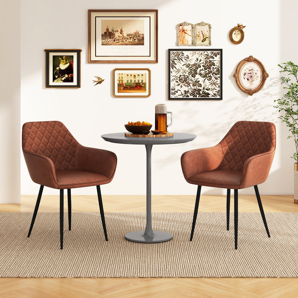 Leisure Dining Chair Set of 2 with Curved Backrest and Wide Seat-Coffee - Gallery View 1 of 9