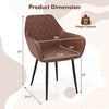 Leisure dining chair dimensions showing a coffee-colored chair with a curved backrest and wide seat, supporting 330 lbs.