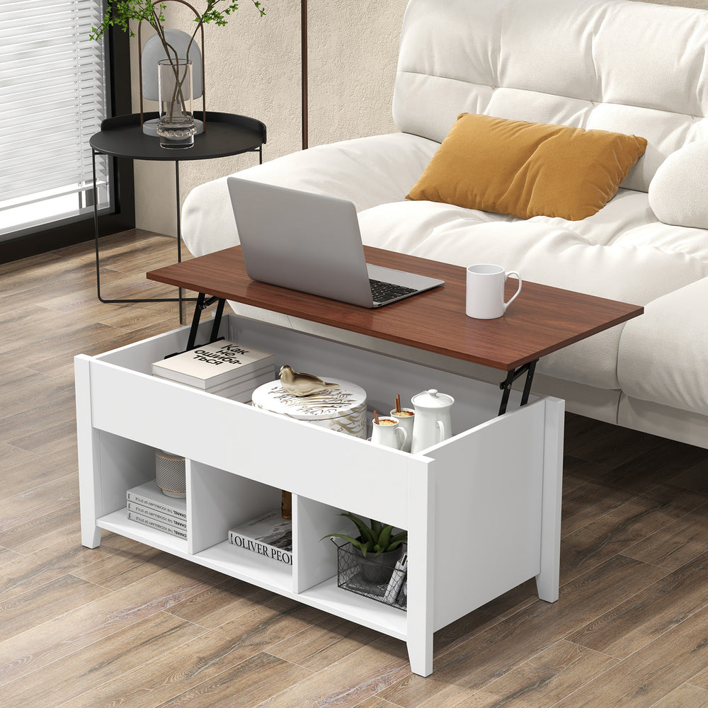 Coffee Table with Hidden Storage Compartment-White - Gallery View 1 of 10