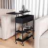 Lift Top End Table with Charging Station and Universal Wheels-Black - Gallery View 1 of 10
