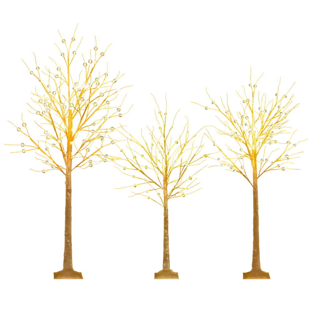 Lighted Birch Tree Set of 3 with 4/5/6 FT Pre-Lit Artificial Christmas Tree for Holiday Party