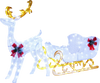 Lighted 6 feet Christmas reindeer and Santa's sleigh decoration with 215 LED lights for festive outdoor display.