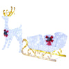 Pre-lit Santa's sleigh with decorative bows and 215 LED lights, perfect for enhancing your Christmas outdoor décor.