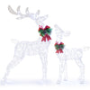 Lighted Christmas reindeer decoration features 170 cold white LED lights and a sturdy metal frame for festive outdoor display.