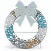 Lighted Christmas wreath decoration features 332 LED lights, 88 festive balls, and a freestanding design for holiday cheer.