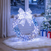 Lighted Christmas wreath decoration features 332 LED lights and 88 colorful balls, perfect for festive holiday cheer.