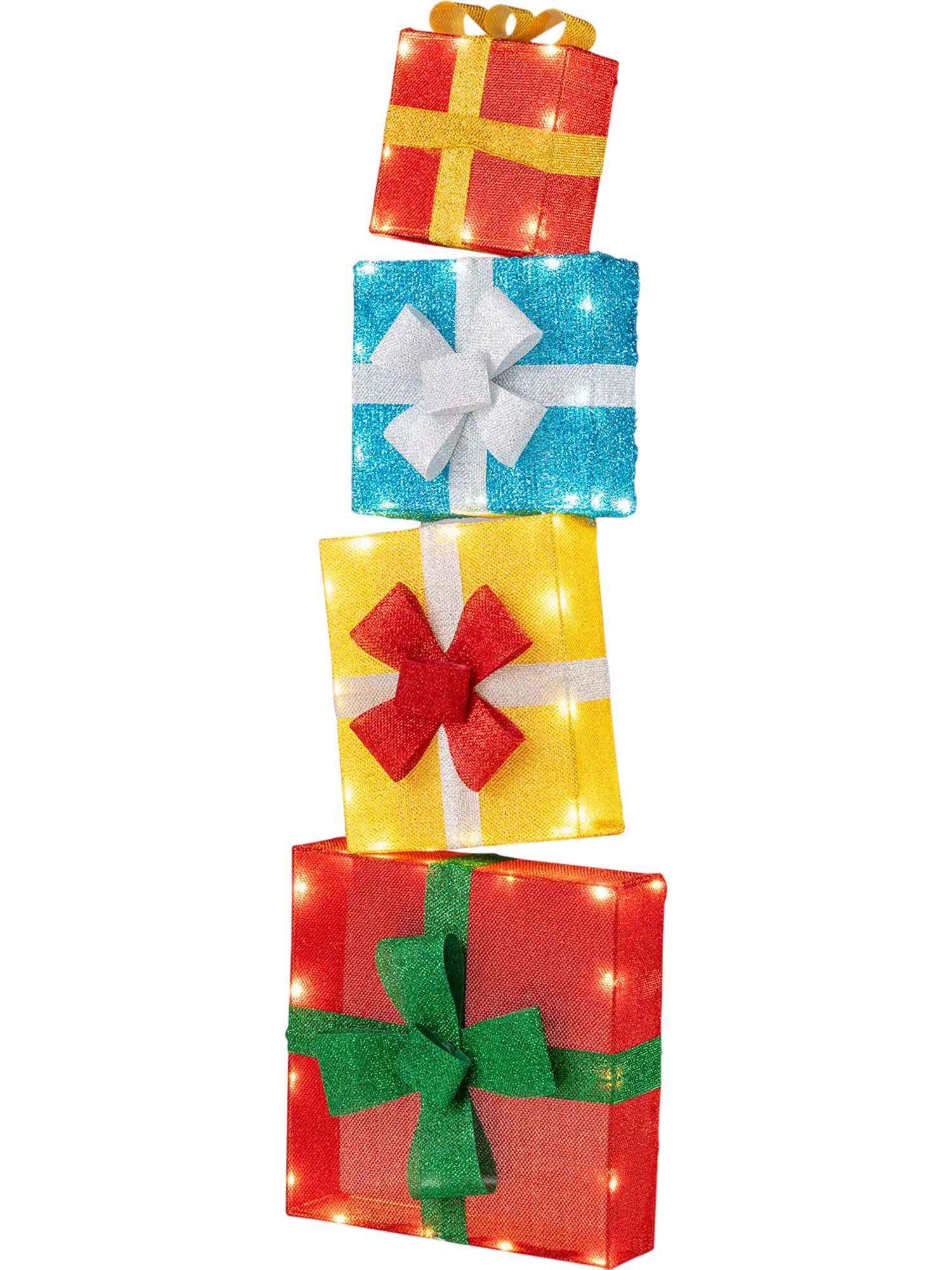 Costway Pre-Lit Stacked Xmas Gift Boxes Lighted Christmas Decoration Set of 4 99164129 New