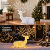 Lighted kneeling Christmas reindeer with 280 warm white LED lights, perfect for indoor and outdoor holiday decor.