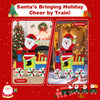Lighted Santa on train decoration with gift boxes, featuring warm LED lights for festive indoor and outdoor display.