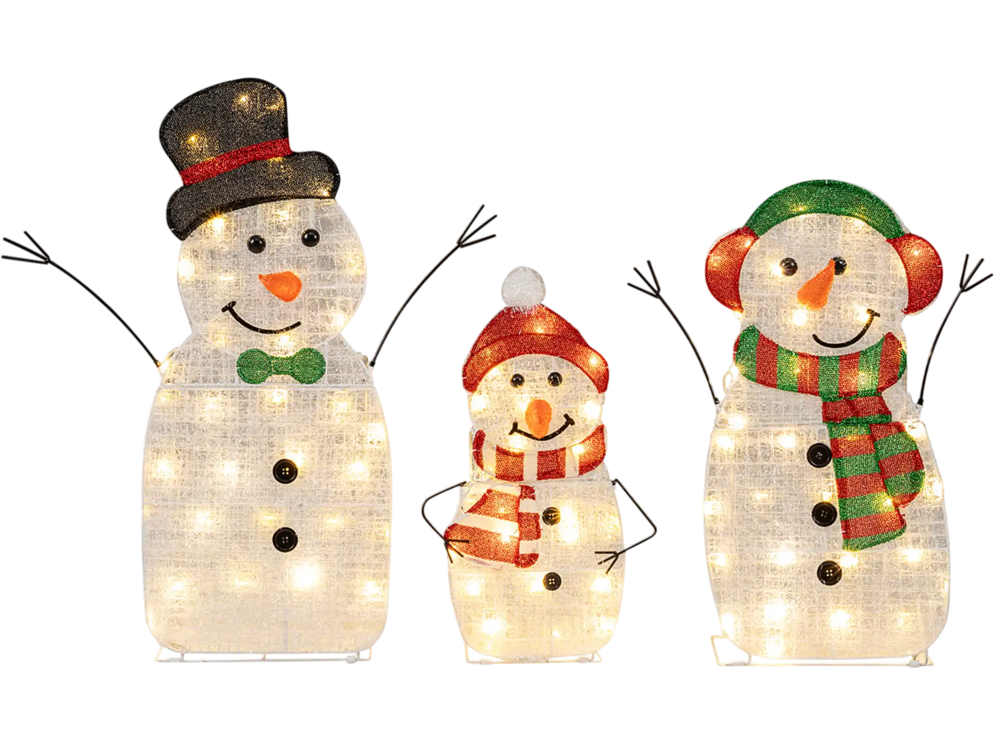 Costway Lighted Snowman Family 3-Piece Pre-Lit 2D Christmas Decoration Set 26851081 New