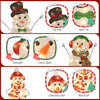 Lighted snowman family decoration set featuring dad with top hat, mom with earmuffs, and baby with Christmas hat and.
