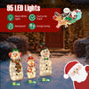 Lighted snowman family decoration set featuring 95 warm-white LED lights, perfect for festive outdoor displays.