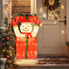 Lighted snowman in a gift box with red scarf, 100 warm LED lights, perfect for festive indoor and outdoor decoration.