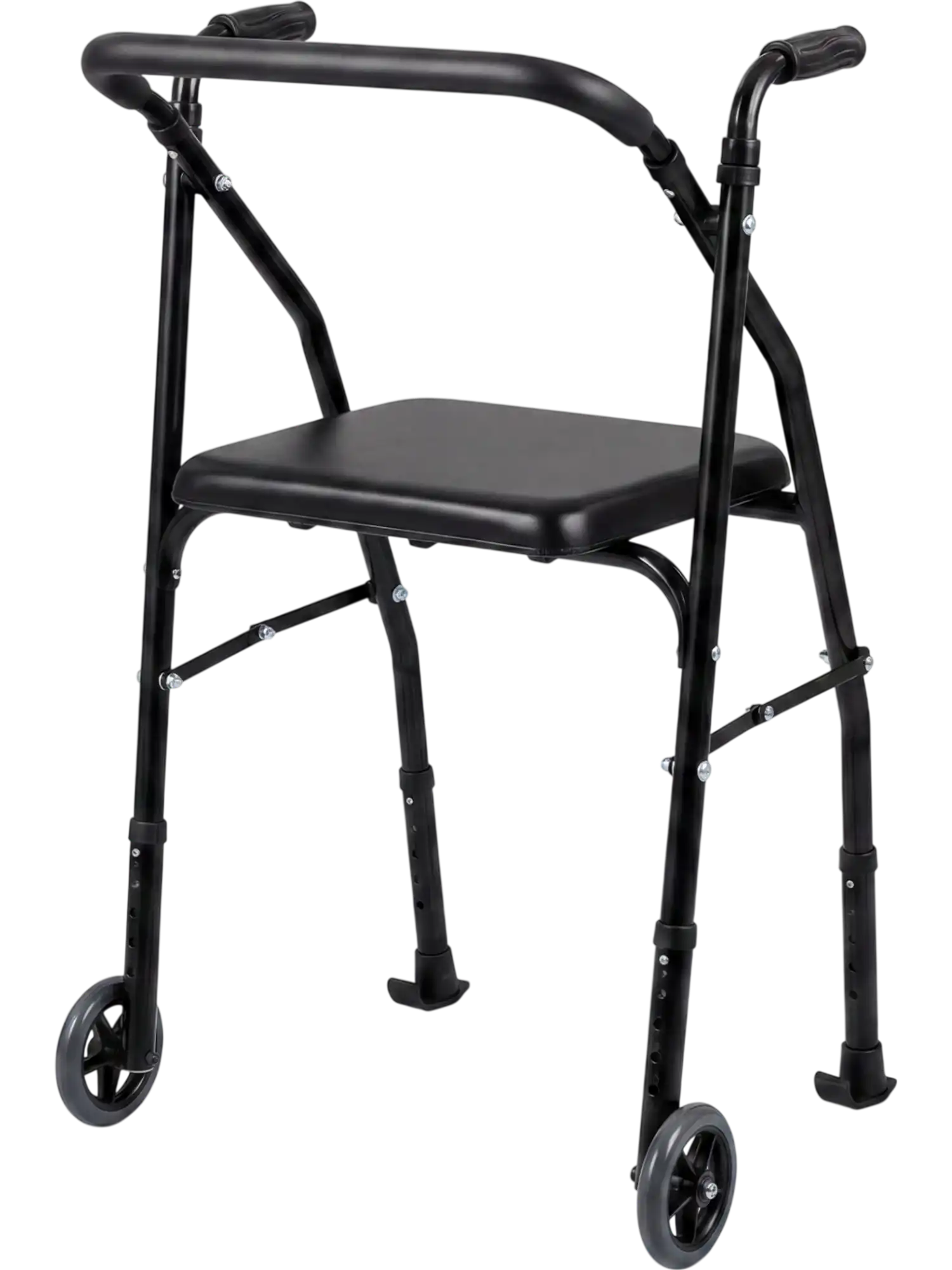 Costway Lightweight Aluminum Mobility Walker w/ 2 Wheels Adjustable Height Padded Seat 70223739 New