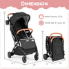 Lightweight black baby stroller with adjustable canopy, one-hand folding design, and compact dimensions for easy.