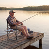 Lightweight folding camping chair with side table, black, ideal for fishing and outdoor activities, supports up to 400.