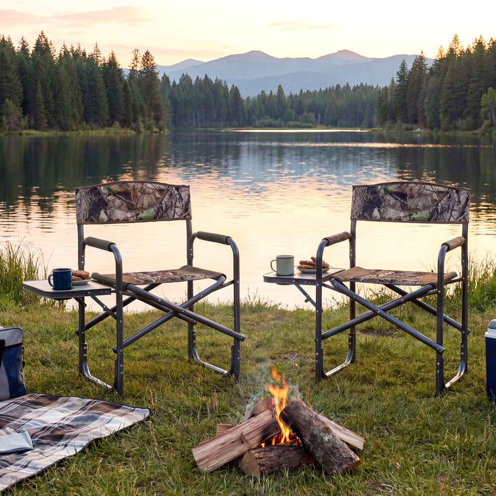 Lightweight Folding Camping Chair with Side Table-Camouflage - Gallery View 1 of 9