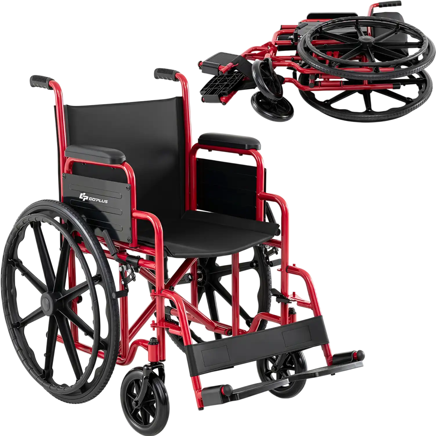 Costway Lightweight Folding Wheelchair for Adults Swing-Away Footrest Desk Arm 98713623 New