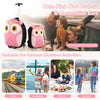 Lightweight pink owl rolling suitcase and backpack set for kids, perfect for travel and outdoor activities.