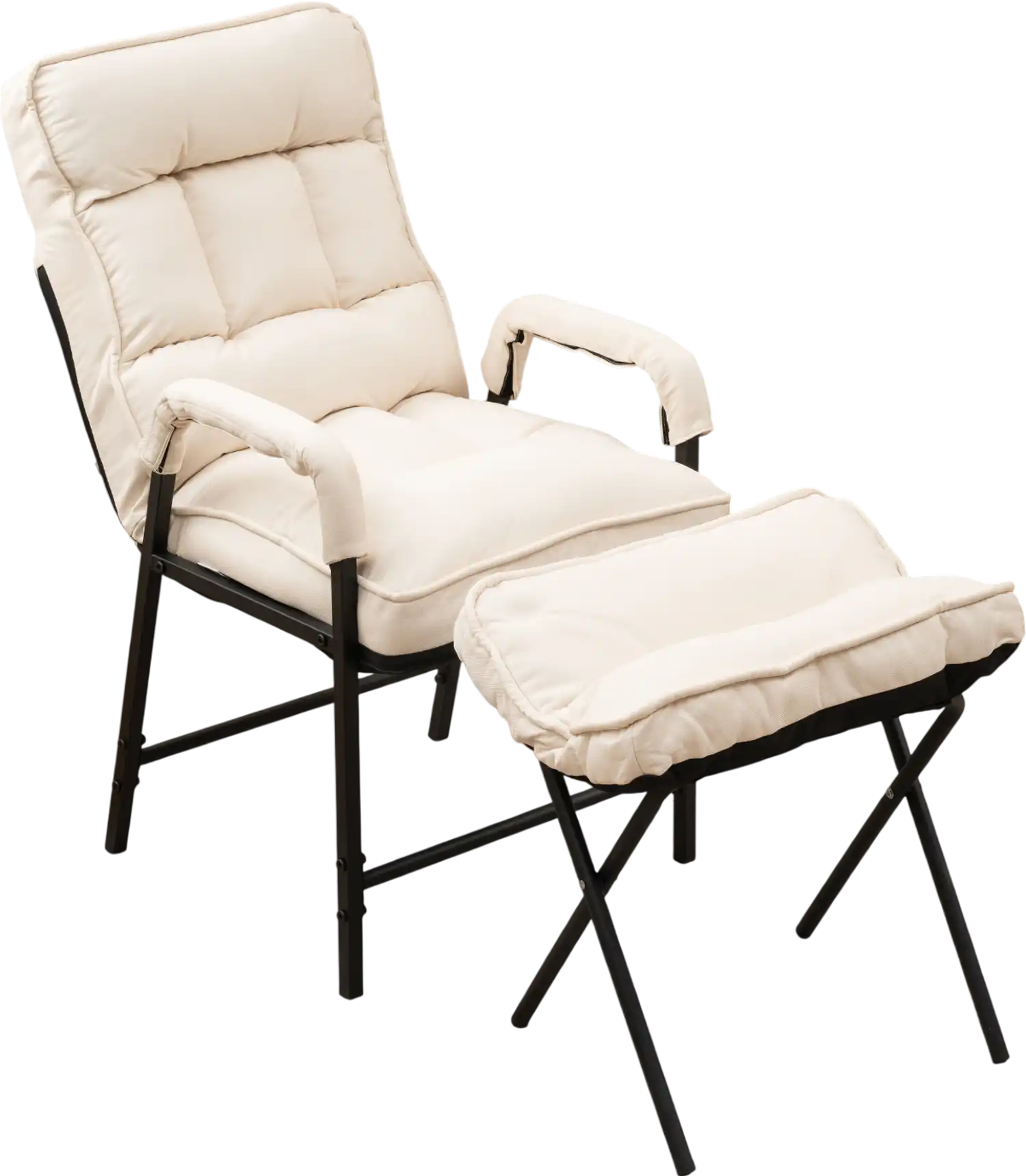 Costway Linen Fabric Accent Recliner Chair Ottoman Adjustable Backrest Beige 26319458 New