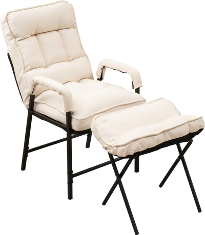 Costway Linen Fabric Accent Recliner Chair Ottoman Adjustable Backrest Beige 26319458 New