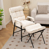 Linen Fabric Modern Accent Chair with Ottoman and Adjustable Backrest-Beige - Gallery View 1 of 10