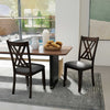 Gray linen fabric upholstered dining chairs with rubber wood frame, featuring X-shaped design for comfort and.