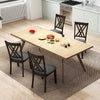 Gray linen fabric upholstered dining chairs with rubber wood frame, featuring X-shaped design for comfort and style.
