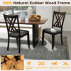Gray linen fabric upholstered dining chairs with natural rubber wood frame, featuring X-shaped design for comfort and.