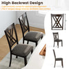 Set of 2 gray linen fabric upholstered dining chairs with rubber wood frame and ergonomic high backrest for comfort.