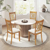 Linen Fabric Upholstered Wooden Dining Chair Set of 4 with Rubber Wood Frame for Dining Room-Natural - Gallery View 1 of 8