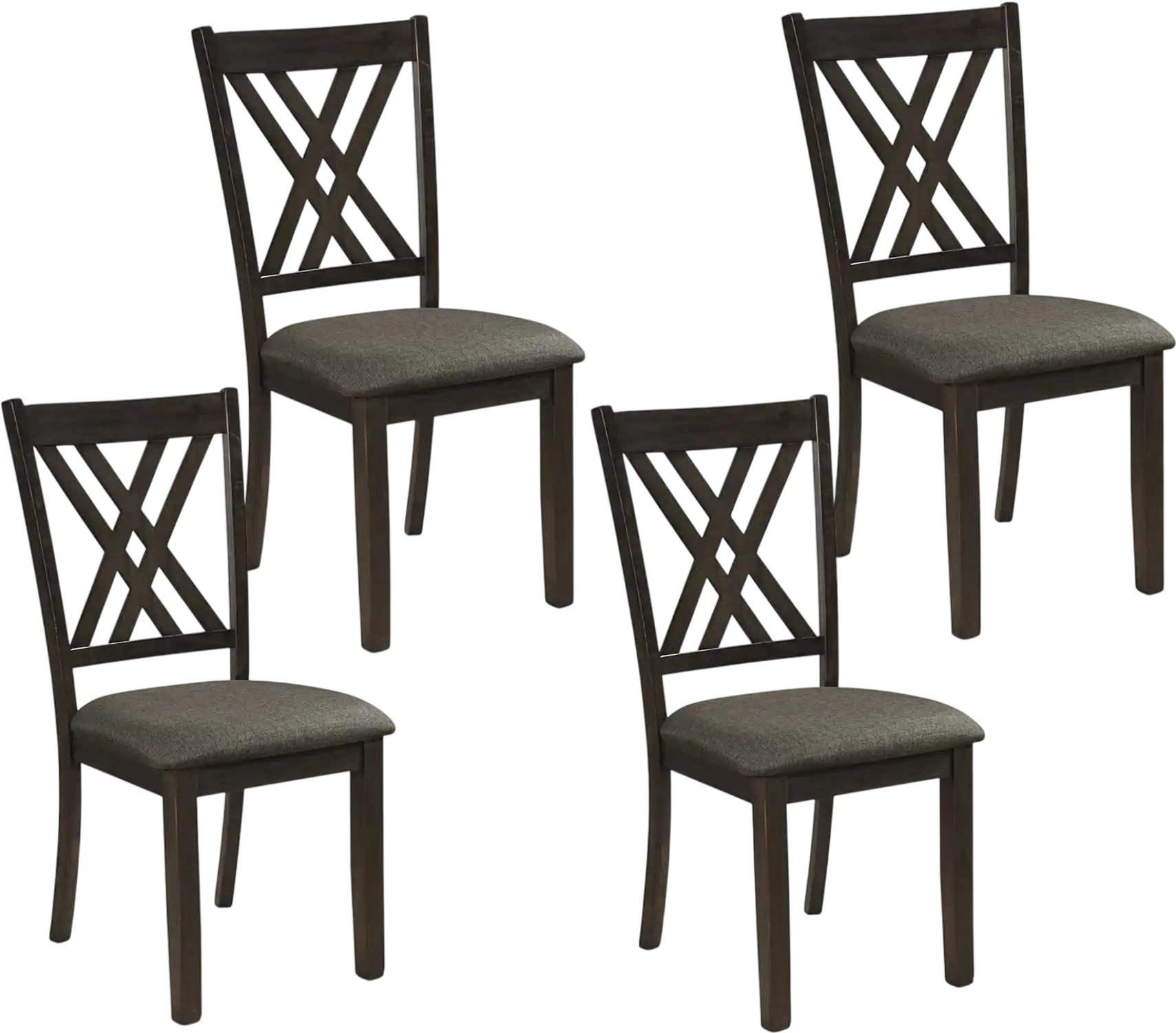 Costway Linen Fabric Upholstered Wooden Dining Chairs Set of 4 79273965 New