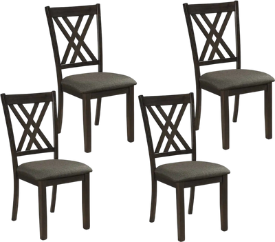 Costway Linen Fabric Upholstered Wooden Dining Chairs Set of 4 Rubber Wood Frame 79273965 New