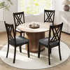 Gray linen fabric upholstered dining chairs set of 4 with rubber wood frame, featuring ergonomic high backrest for.