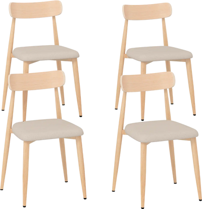 Costway Modern Linen Upholstered Dining Chair Set of 4 Curved Back Padded Seat 49162500 New