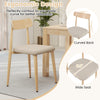 Curved back and wide seat of the linen fabric upholstered dining chair set, ideal for dining rooms and cafes.