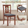 Linen-style upholstered kitchen chair with cherry wood frame, featuring diamond lattice design and supportive sponge.