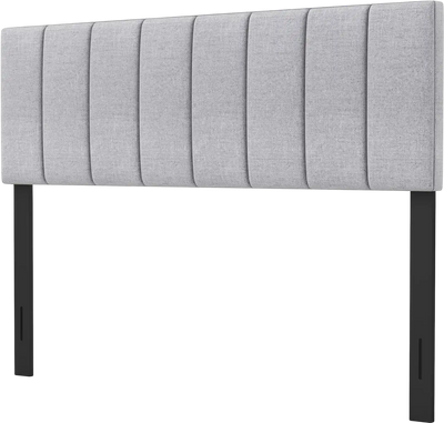 Costway Linen Upholstered Adjustable Width Headboard Solid Wood Legs 87624519 New